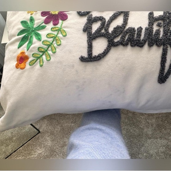 Nordstrom at Home Floral Embroidered Accent Pillow - White and Multicolor - Picture 4 of 4